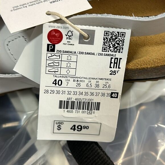 ZARA Kids | White | LEATHER SANDALS WITH BUCKLES - Picture 6 of 6